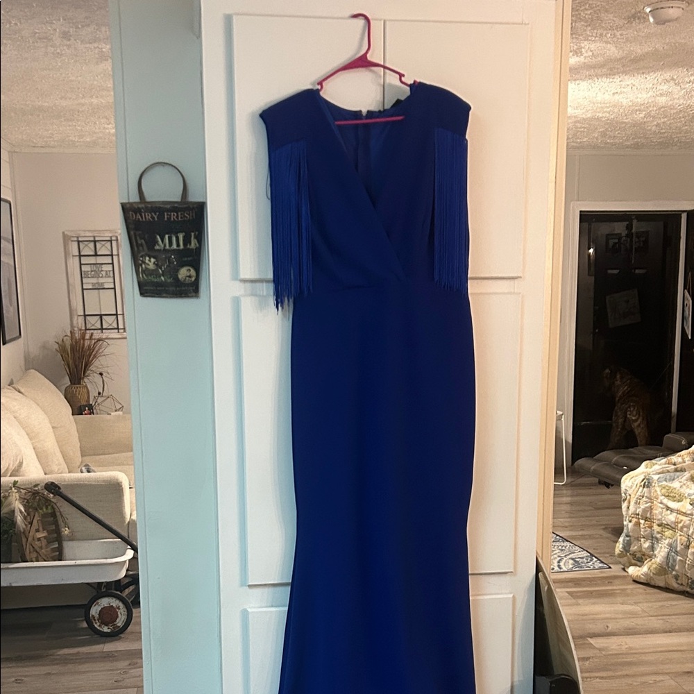 Symphony Royal Blue Maxi Dress with Fringe